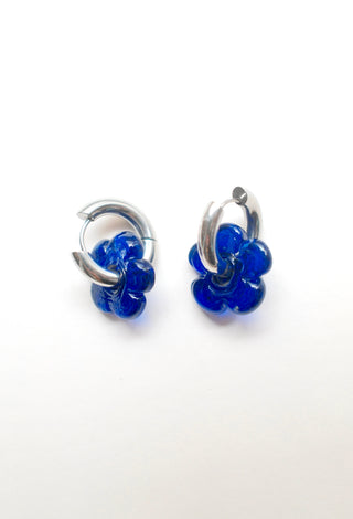Isla Flower Earrings - Navy Blue