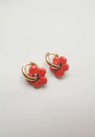 Isla Flower Earrings - Red