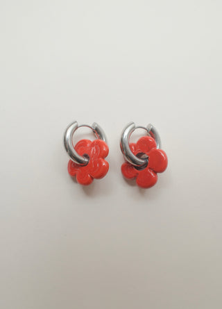 Isla Flower Earrings - Red