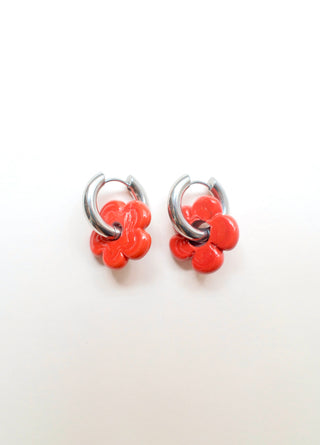 Isla Flower Earrings - Red