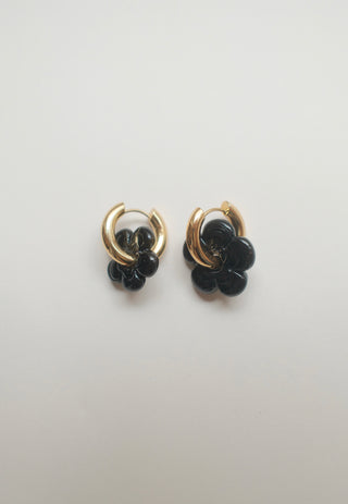 Isla Flower Earrings - Black