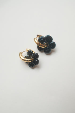 Isla Flower Earrings - Black