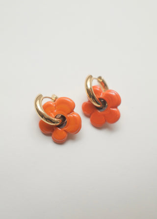 Isla Flower Earrings - Orange