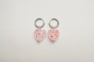 Hester Polka Dot Heart Earrings - Pink