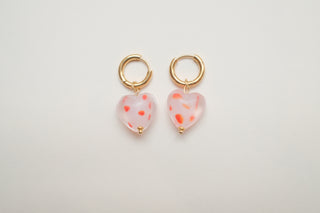 Hester Polka Dot Heart Earrings - Pink
