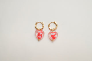 Hester Polka Dot Heart Earrings - Red