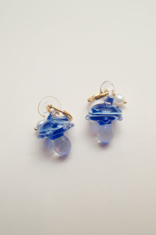 Mushroom Earrings - Blue