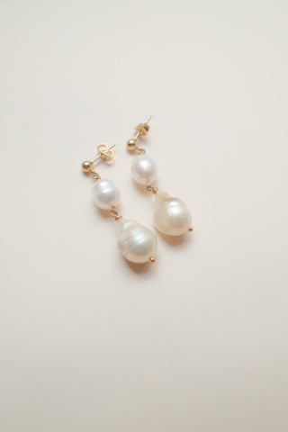 Double Pearl Drop Earrings