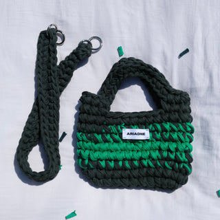 Green mini bag with a detachable crossbody strap