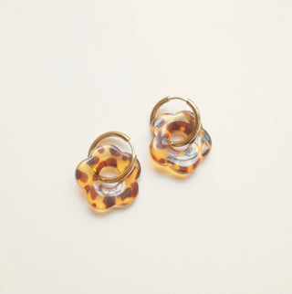 Tortoiseshell Flower Hoops