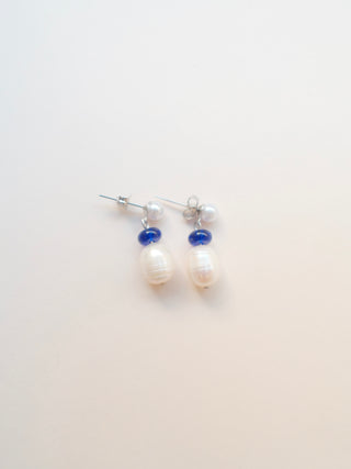 Hilary Pearl Earrings - Blue