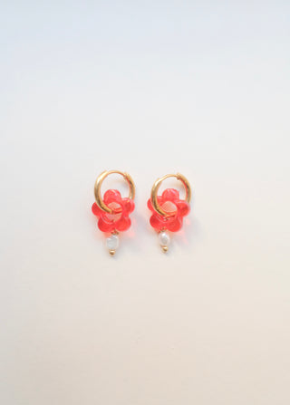 Roa Flower Pearl Hoops