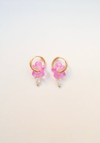 Roa Flower Pearl Hoops
