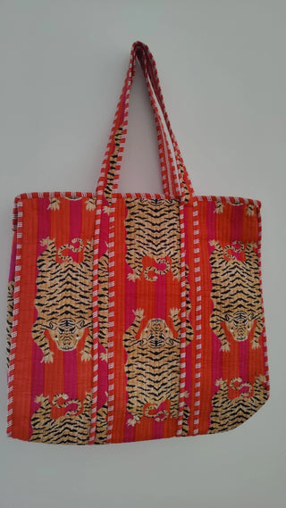 ORANGE PINK TIGER TOTE