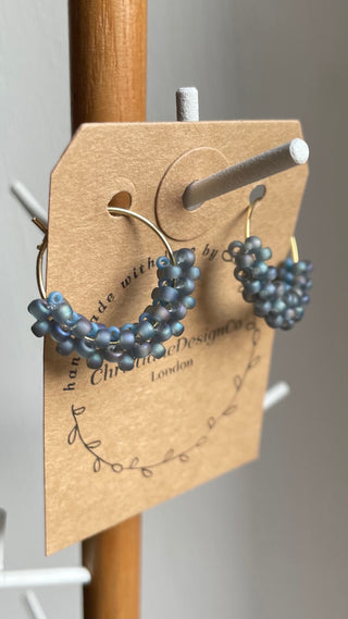 Denim blue knitted hoops