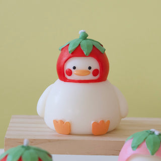 Duck with Red Strawberry Hat Candle