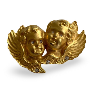 1990's Vintage Matte Gold Cherub Brooch