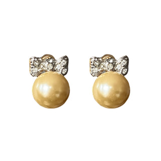 1990s Vintage Bow and Pearl Earrings