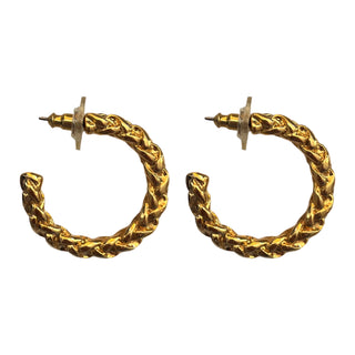 1990s Vintage Chunky Plait Hoop Earrings