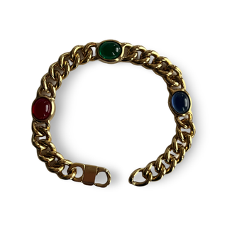 1990s Vintage Gold Plated Cabouchon Stone Bracelet