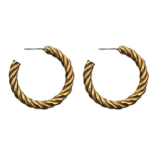 1990s Vintage Chunky Rope Hoop Earrings