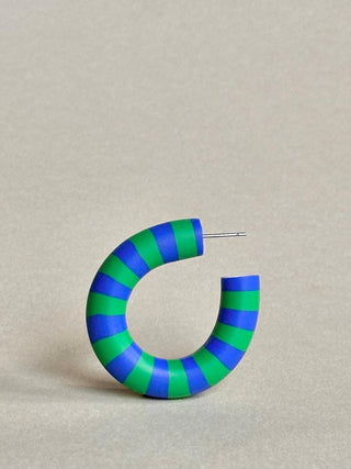 Emerald + Cobalt Striped Hoop Earrings