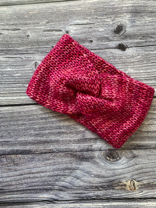 English Rose Pink Twist Front Merino Wool Ear Warmer