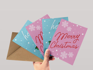 Festive Colourful Typography Pack of 8 Christmas Cards