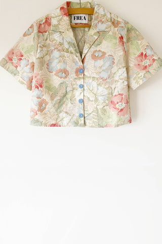 Floral Shirt With Vintage Blue Buttons