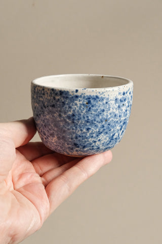 Flat White Cup - Blue & White Speckle (Matte)