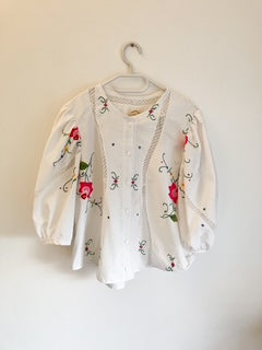 White Blouse with Pink Applique