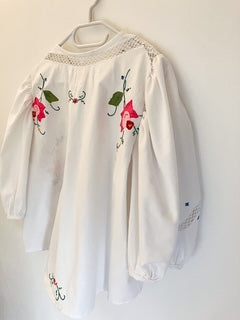 White Blouse with Pink Applique