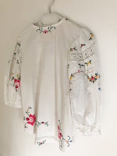 White Blouse with Pink Applique