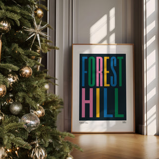 Forest Hill Typography Print (Navy)