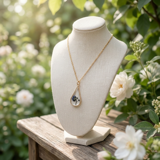 Forget Me Not Plant Waterdrop necklace