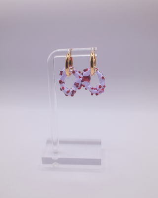 Frank Spot Glass Charm Necklace - Lilac and Red