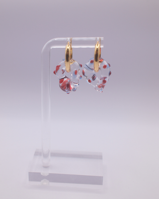 Frank Spot Glass Charm Necklace - Clear, Red and Blue