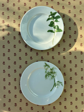French vintage herb plates, pair (Mint & Dill)