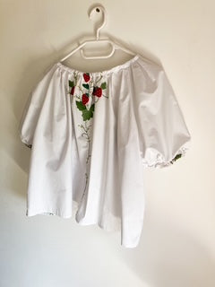 Gathered Puffed Sleeved Strawberry Blouse