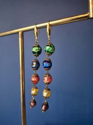 Foil Glass Carnival Drop Earrings