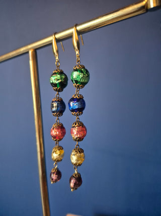 Foil Glass Carnival Drop Earrings