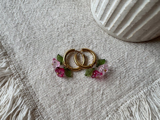 Glass flower hoop earrings