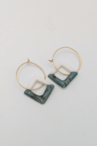 Blue/Green Square Earrings (Gold Filled)