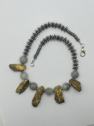 Gold & Silver Statement Rock Crystal Necklace