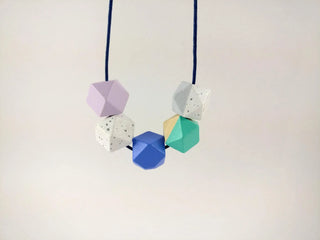 Granite, Lilac & Mint hand painted wooden necklace