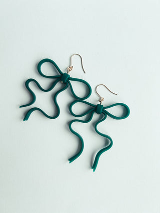 Forest Green Bow Earrings