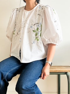 Green Floral Blouse