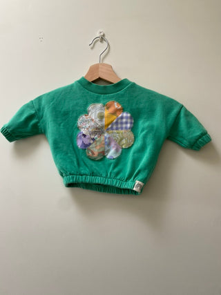 Kid’s Green Sweatshirt with Flower Patchwork, 3-6 months