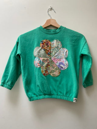 Kid’s Green Sweatshirt with Flower Patchwork, 5-6 years