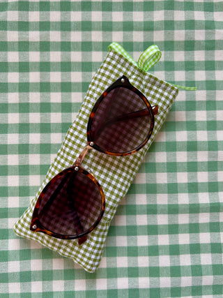 Green Gingham Sunglasses Case